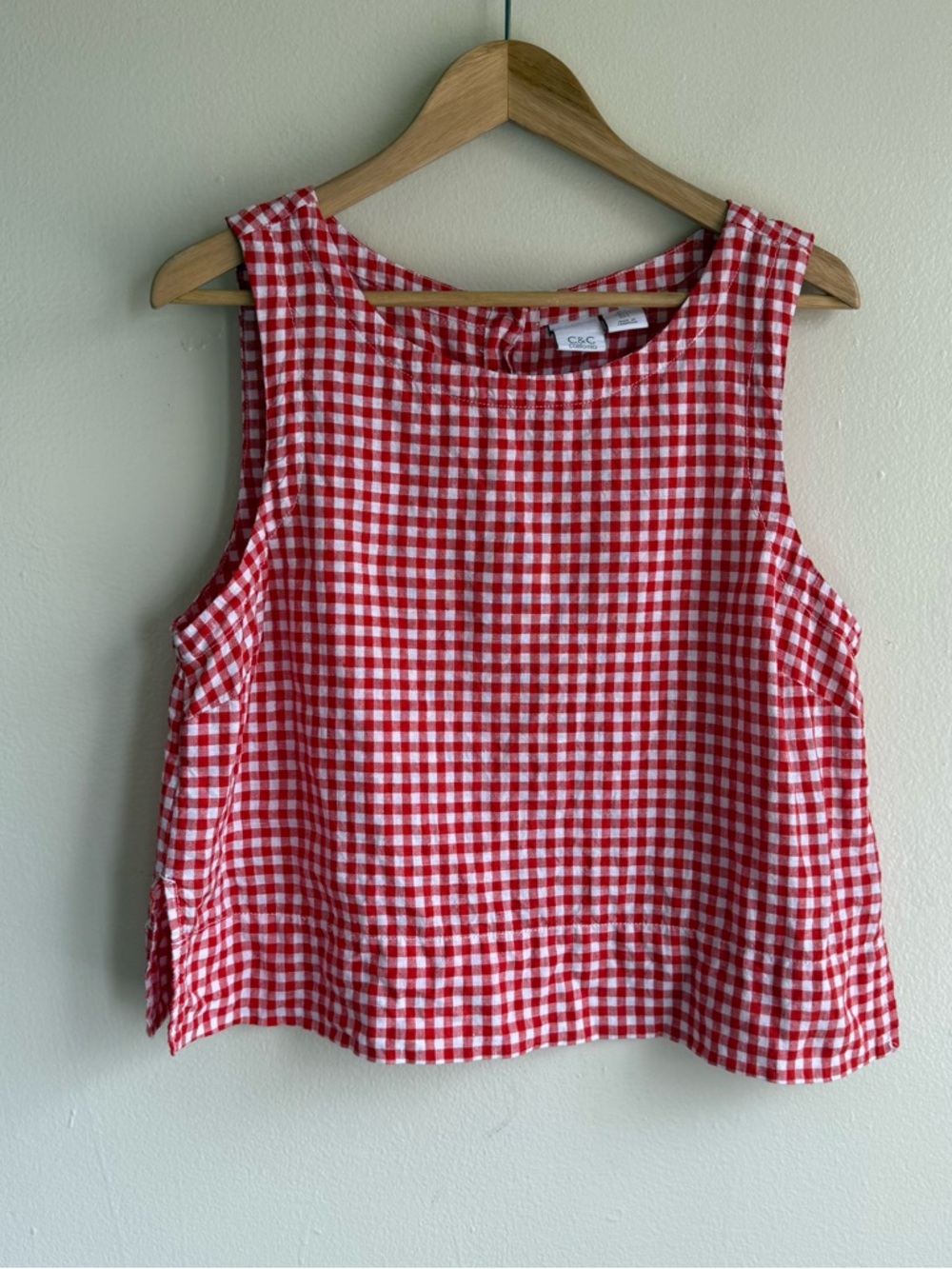C&C California Red Gingham Sleeveless Top